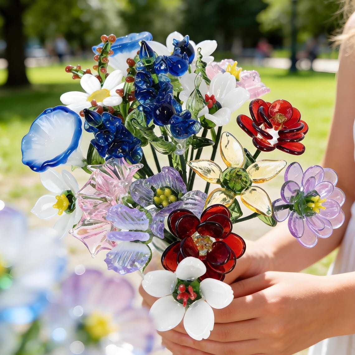 Custom Birth Flower Vase with Glass Flower Spring Decoration Mother's Day Gift