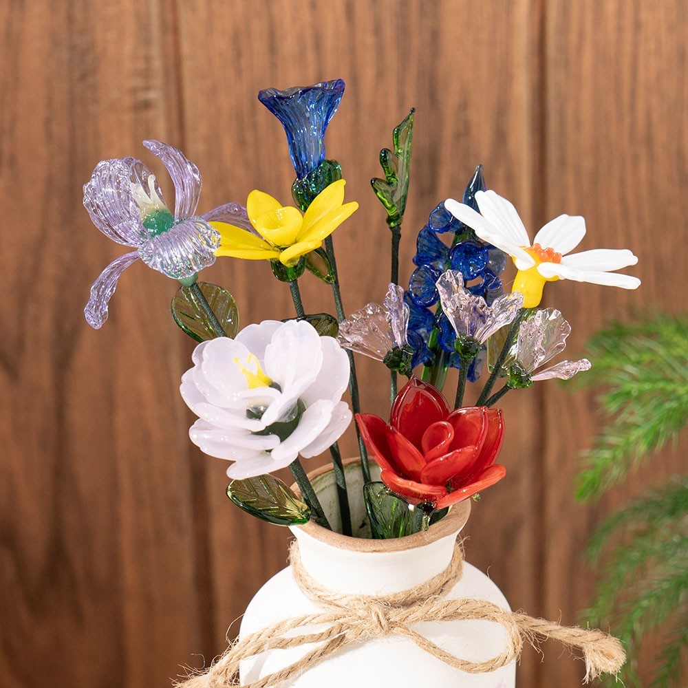 Personalized Birth Flower Vase with Glass Flower Mother's Day Gift Keepsake Gift For Mom/Grandma