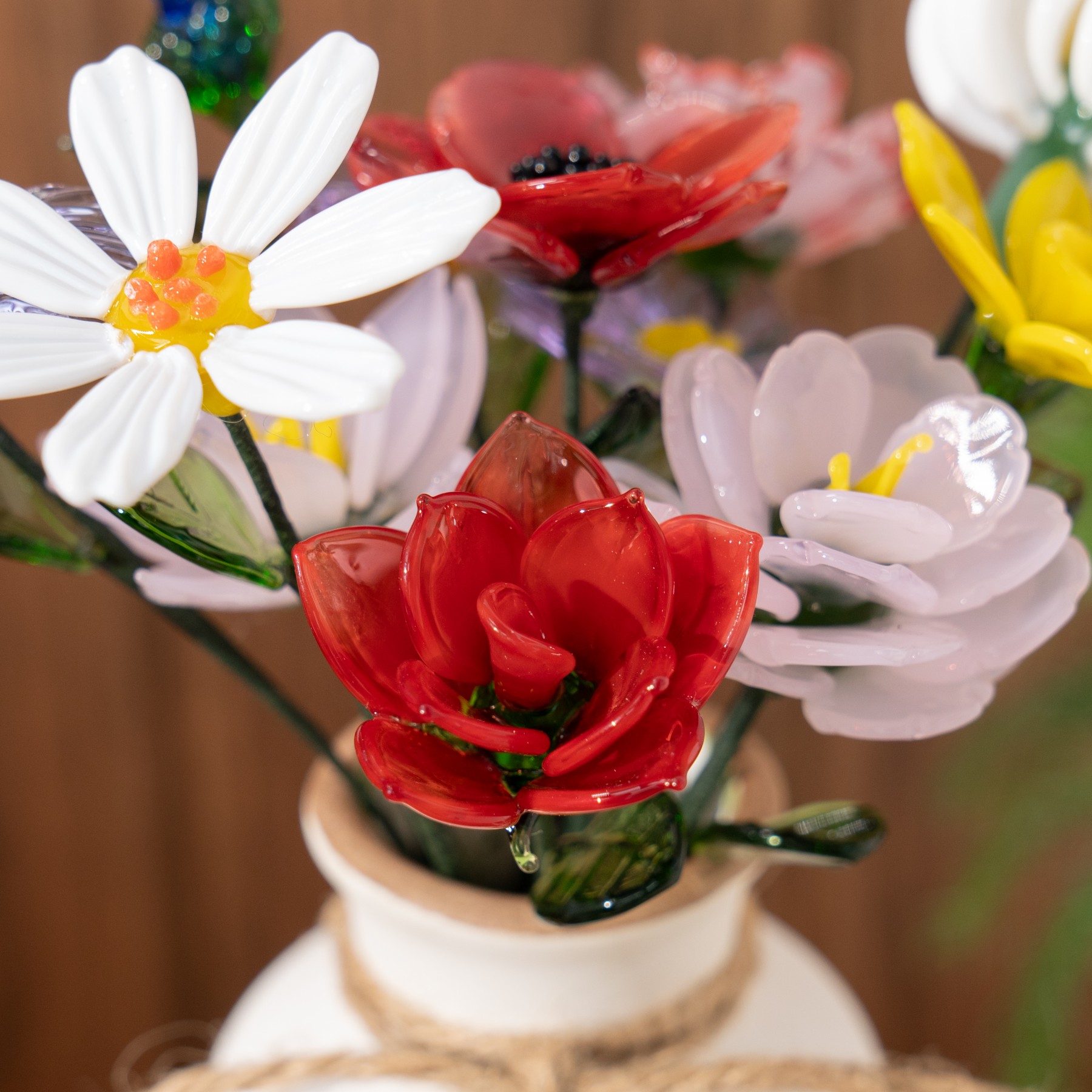 Personalized Birth Flower Vase with Glass Flower Mother's Day Gift Keepsake Gift For Mom/Grandma