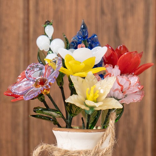 Personalized Birth Flower Vase with Glass Flower Mother's Day Gift Keepsake Gift For Mom/Grandma