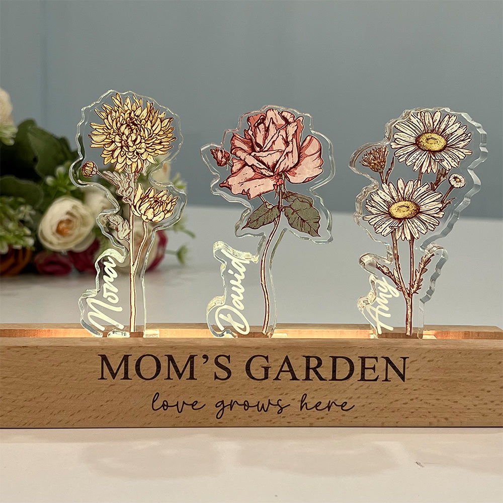 [Copy]Custom Birth Flower Vase with Glass Flower Mother's Day Gift Keepsake Gift For Mom/Grandma