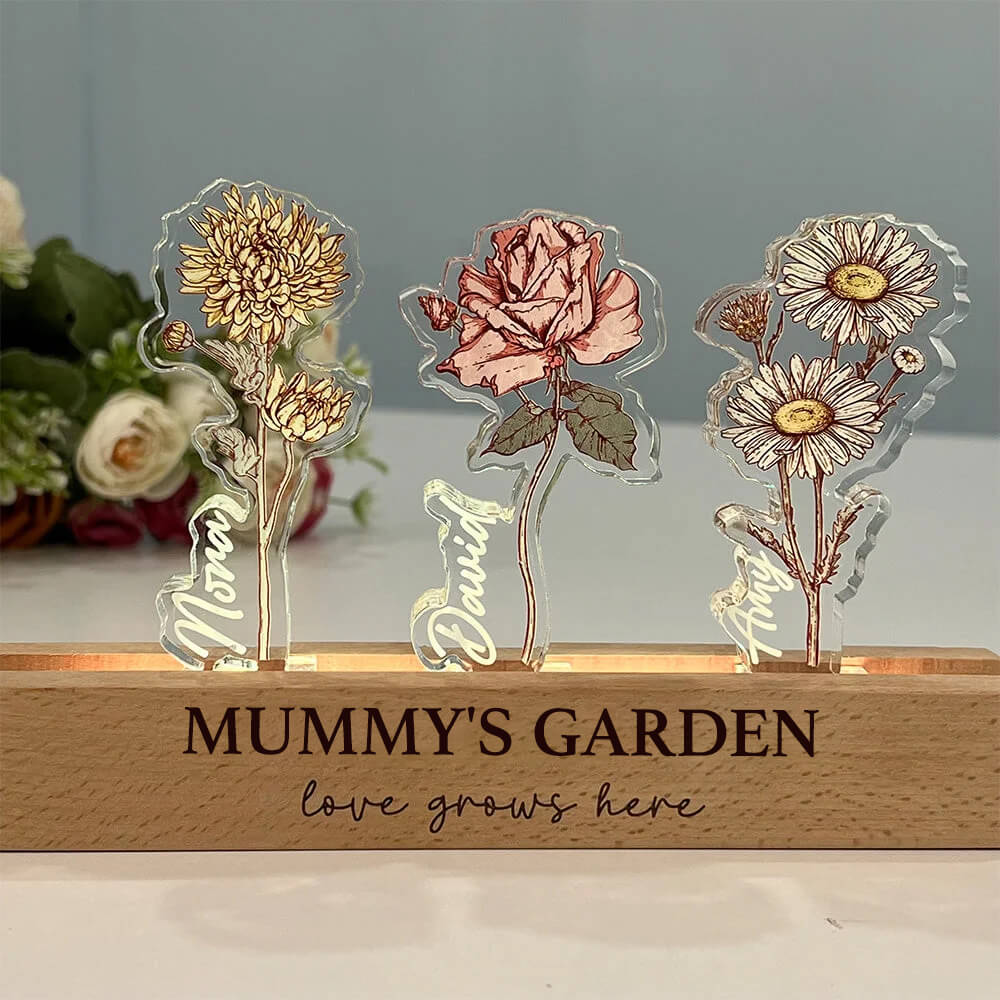 [Copy]Custom Birth Flower Vase with Glass Flower Mother's Day Gift Keepsake Gift For Mom/Grandma