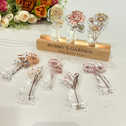 [Copy]Custom Birth Flower Vase with Glass Flower Mother's Day Gift Keepsake Gift For Mom/Grandma