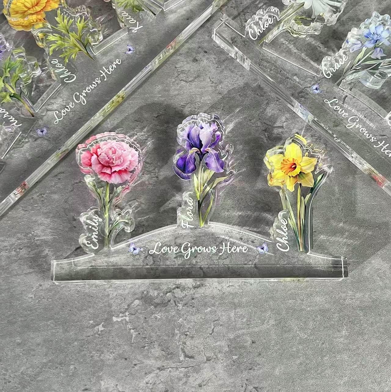 Custom Grandma's Garden Birth Flower Acrylic Night Light Unique Gifts for Mom Grandma Mother's Day Gift