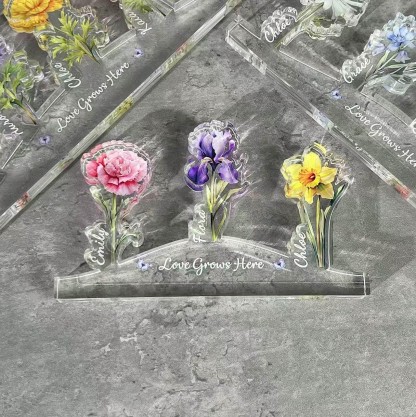 Custom Grandma's Garden Birth Flower Acrylic Night Light Unique Gifts for Mom Grandma Mother's Day Gift