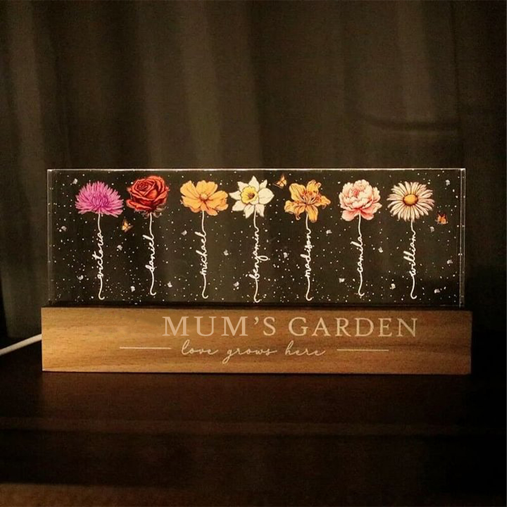 Personalized Acrylic Birthday Flower Night Light – Warm Mother’s Day Gift for Mom