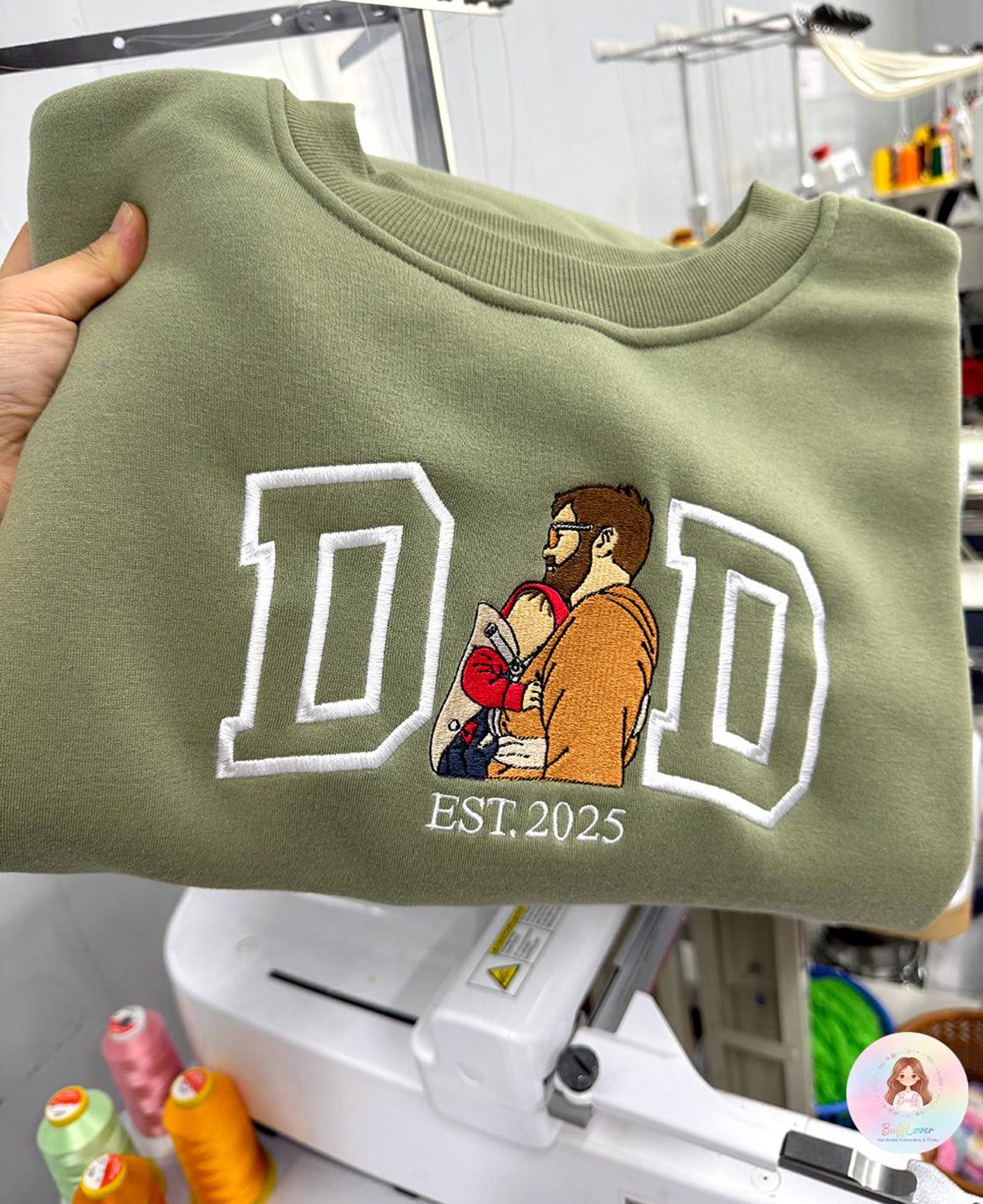 Custom Embroidered Mom Portrait Sweatshirt Mother's Day Gift Idea