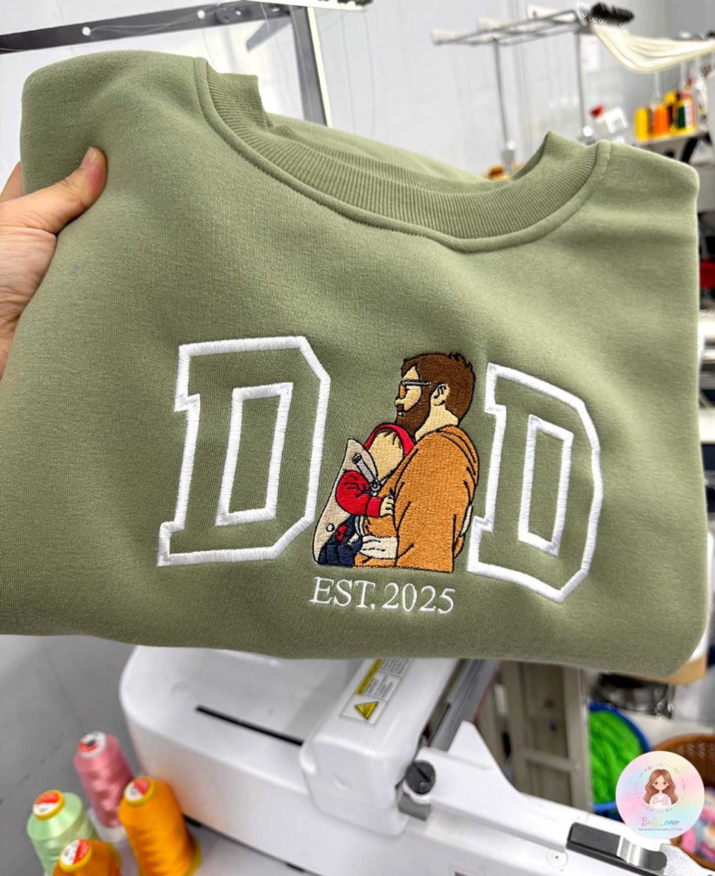 Custom Embroidered Mom Portrait Sweatshirt Mother's Day Gift Idea