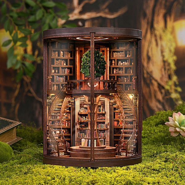 Wisdom Rings Library DIY Book Nook Kit 3D Wooden Puzzle Gift For Diy Fans Book Reader Birthday Christmas Gift