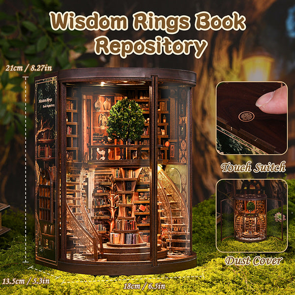 Wisdom Rings Library 3D Wooden Puzzle Gift For Diy Fans Book Reader Birthday Christmas Gift