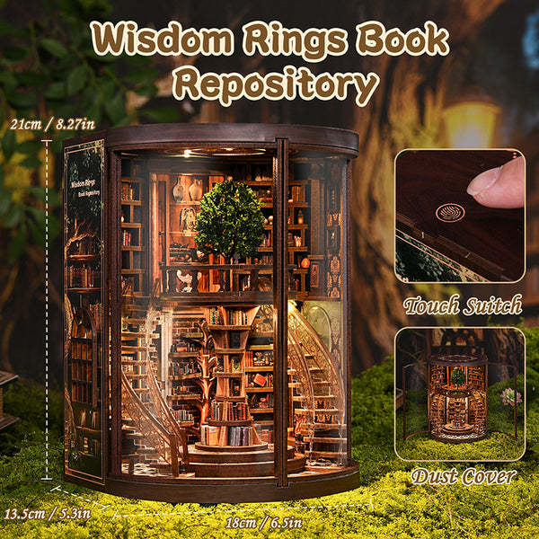 Wisdom Rings Library 3D Wooden Puzzle Gift For Diy Fans Book Reader Birthday Christmas Gift
