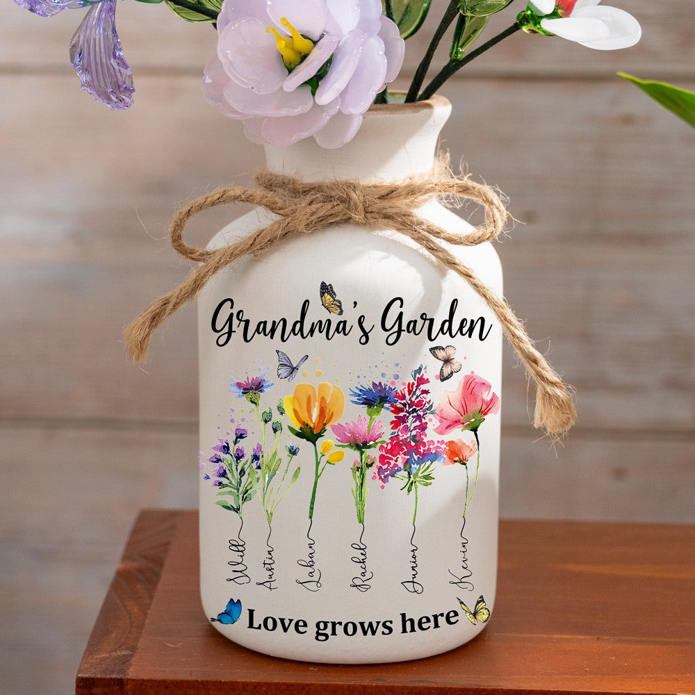 Custom Birth Flower Vase with Glass Flower Keepsake Gift Mother's Day Gift