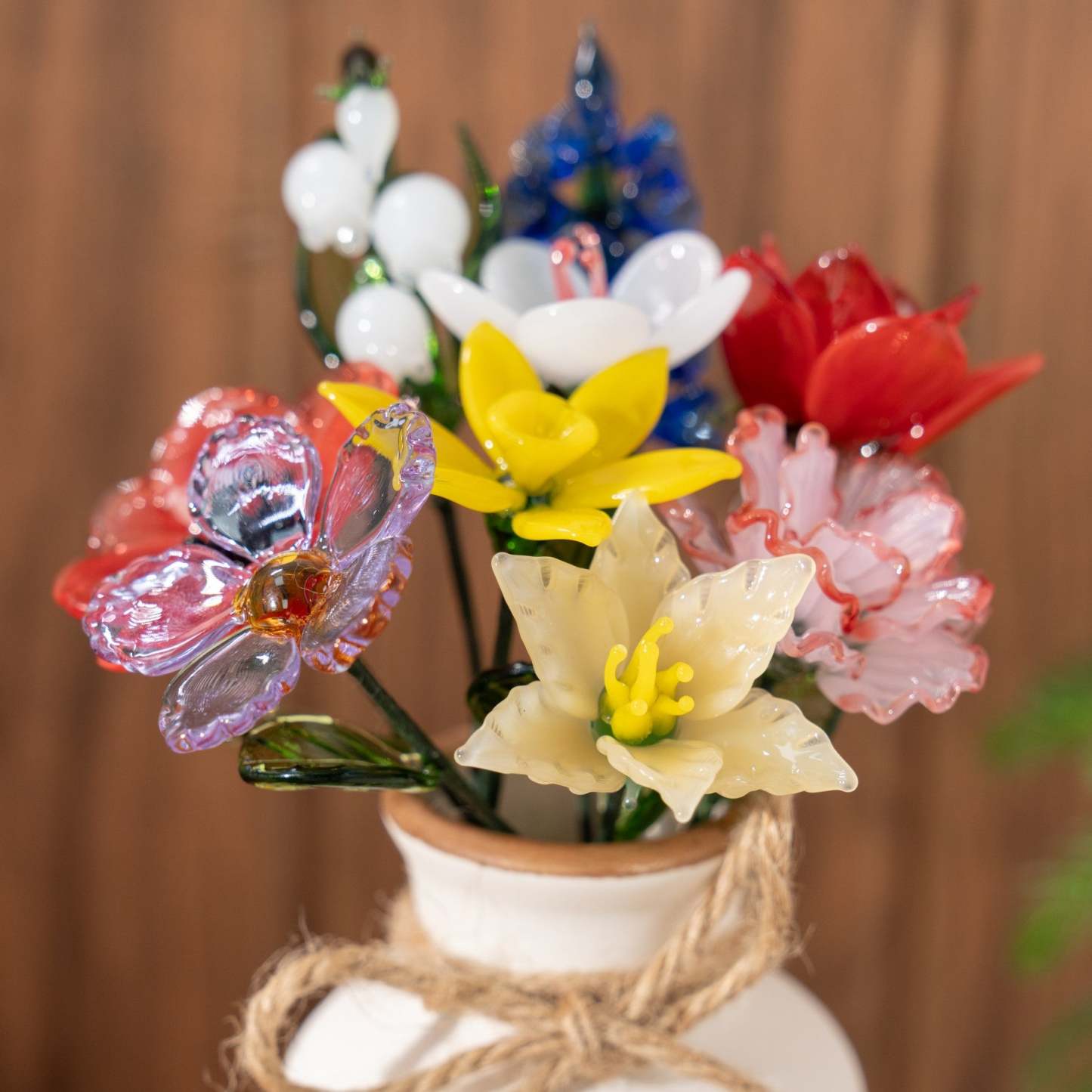 Custom Birth Flower Vase with Glass Flower Keepsake Gift Mother's Day Gift