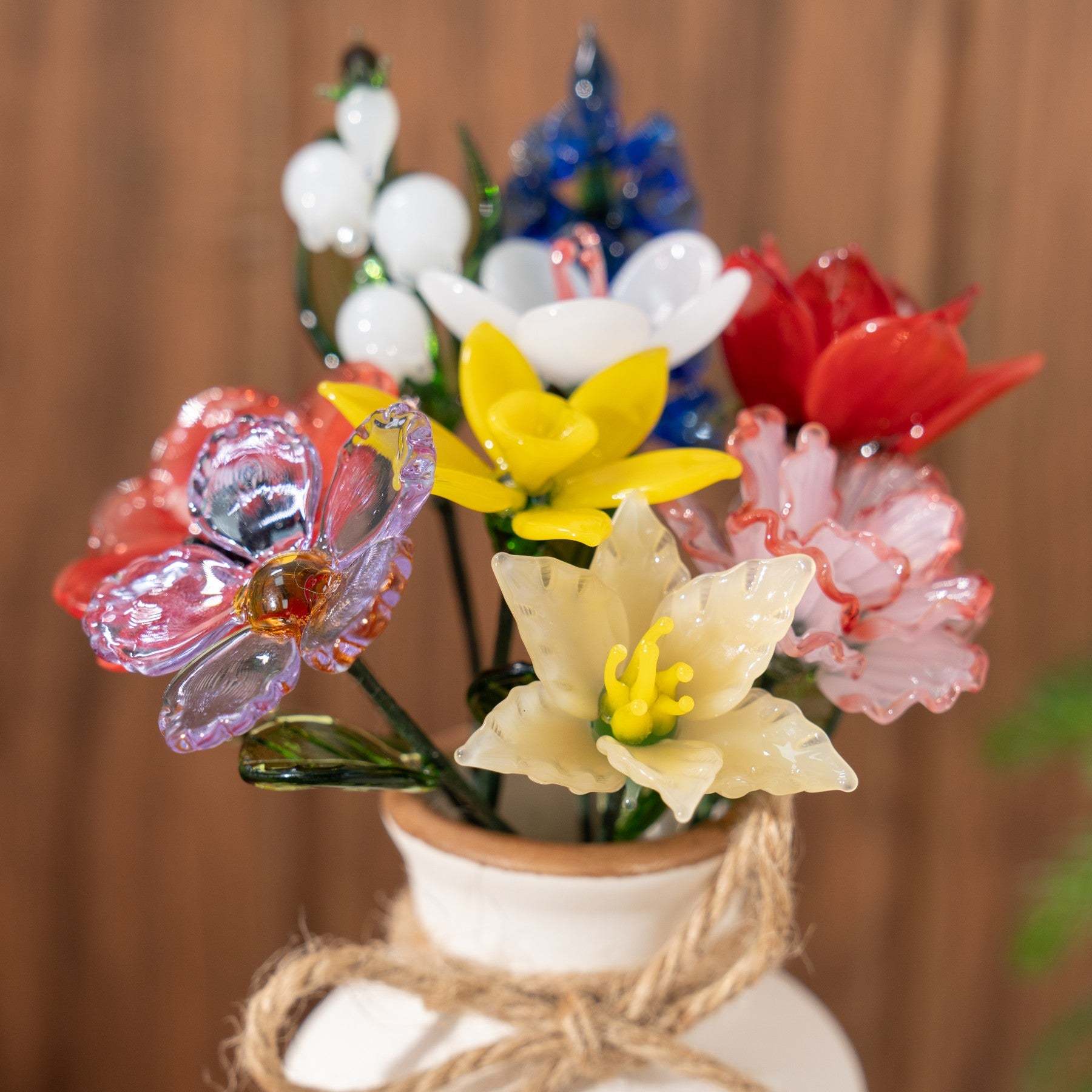 Custom Birth Flower Vase with Glass Flower Keepsake Gift Mother's Day Gift