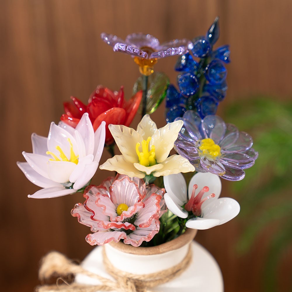 Custom Birth Flower Vase with Glass Flower Keepsake Gift Mother's Day Gift
