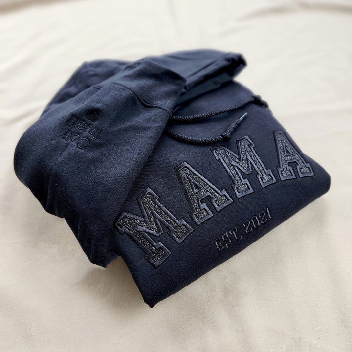 Custom Embroidered Glitter Vinyl MAMA Sweatshirt-Gift For Mom & Grandma Mother's Day Gift