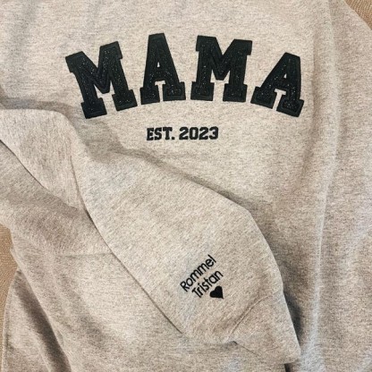 Custom Embroidered Glitter Vinyl MAMA Sweatshirt-Gift For Mom & Grandma Mother's Day Gift
