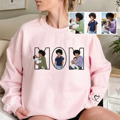 Custom Photo Portrait Embroidery Sweatshirt/Hoodie Gift For Mom/Mama/Family