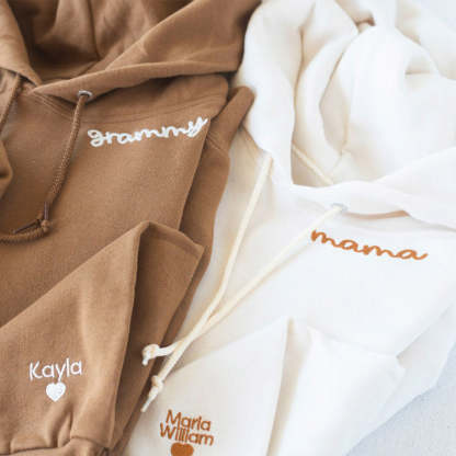 Custom Embroidered Mama Sweatshirt with Kids Names on Sleeve Mother's Day Gift