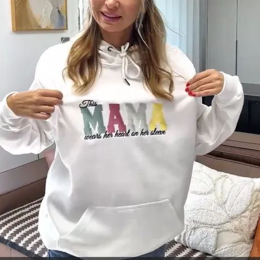 This Grandma Wears Her Heart on Her Sleeves Custom Embroidered Grandma Sweatshirt Mother's Day Gift