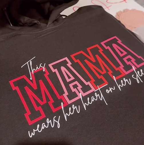 This MAMA Wears Her Heart on Her Sleeves Custom Embroidered MOM Sweatshirt with Kids’ Names Mother's Day Gift