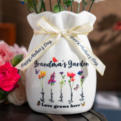 Custom Birth Flower Vase with Glass Flower Spring Decoration Mother's Day Gift