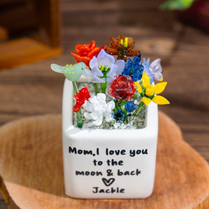 Custom Mini Glass Birth Month Flower with Plant Pot Keepsake Gifts For Mother's Day Gift Ideas