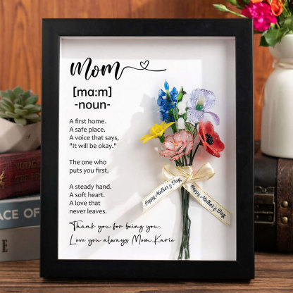 Custom Glass Birth Flower Frame Mother's Day Gift