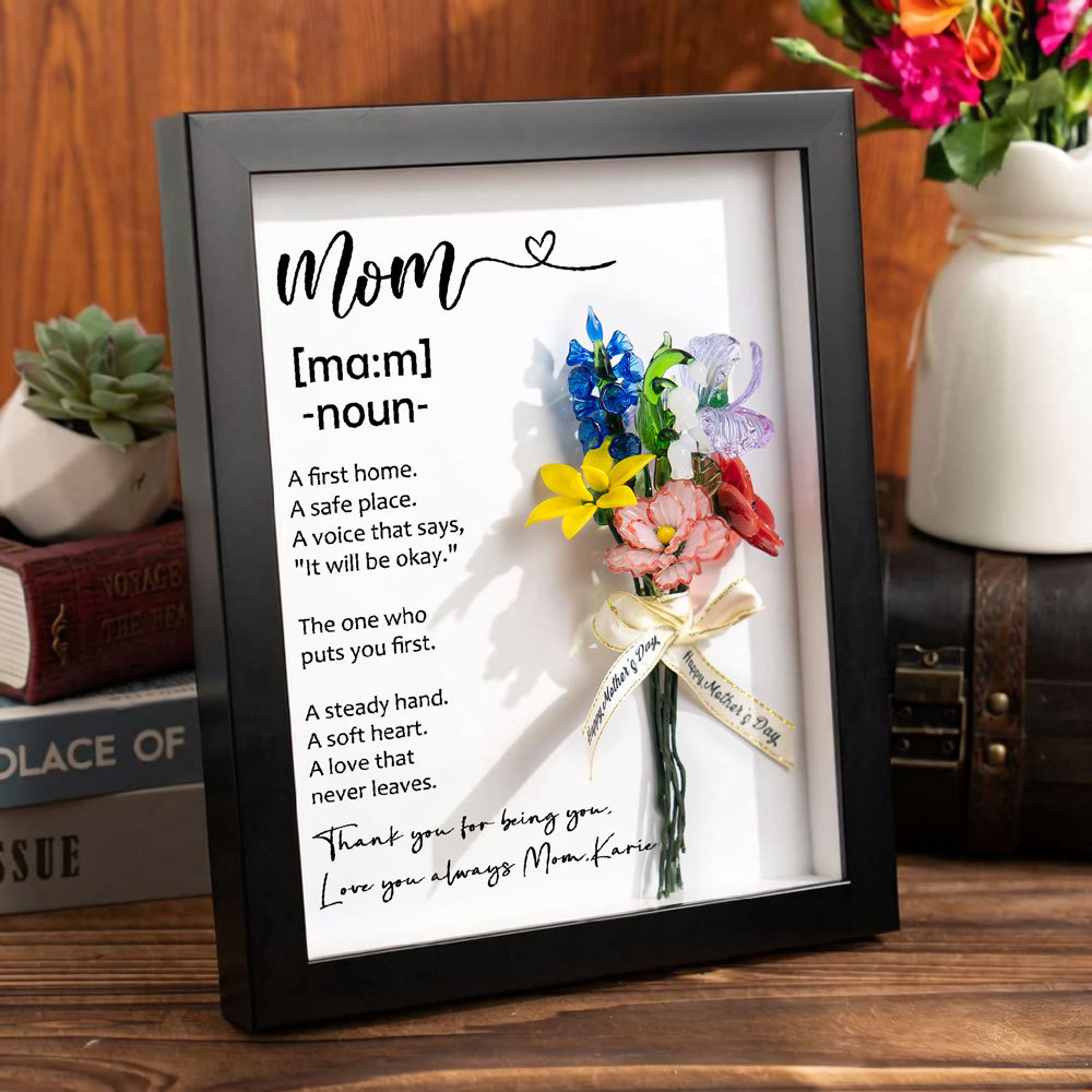Custom Glass Birth Flower Frame Mother's Day Gift