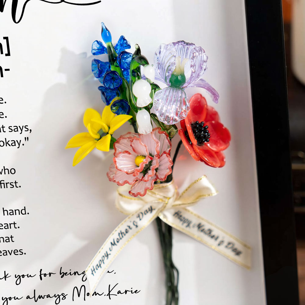 Custom Glass Birth Flower Frame Mother's Day Gift