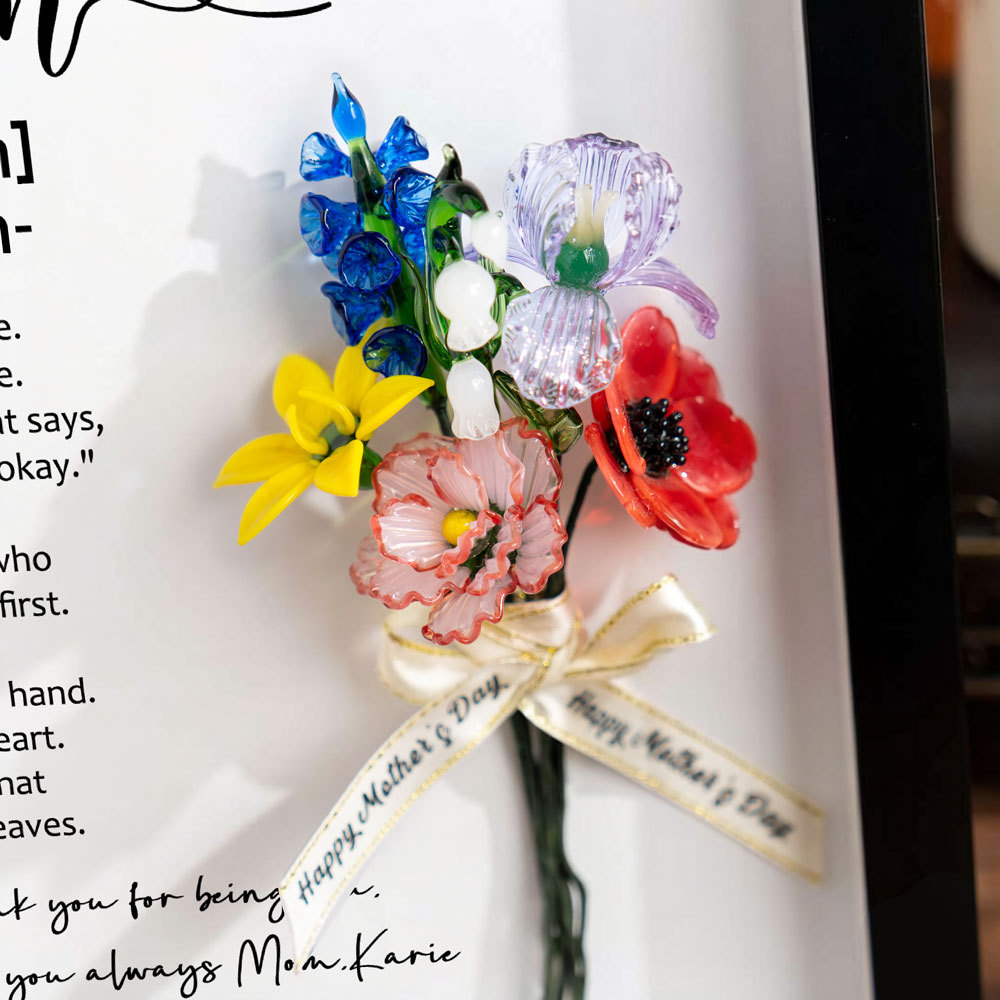 Custom Glass Birth Flower Frame Mother's Day Gift