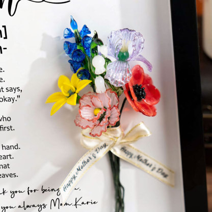 Custom Glass Birth Flower Frame Mother's Day Gift