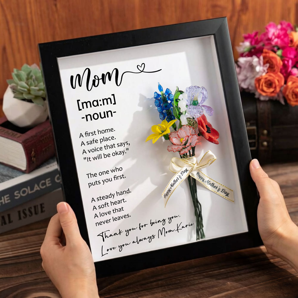 Custom Glass Birth Flower Frame Mother's Day Gift