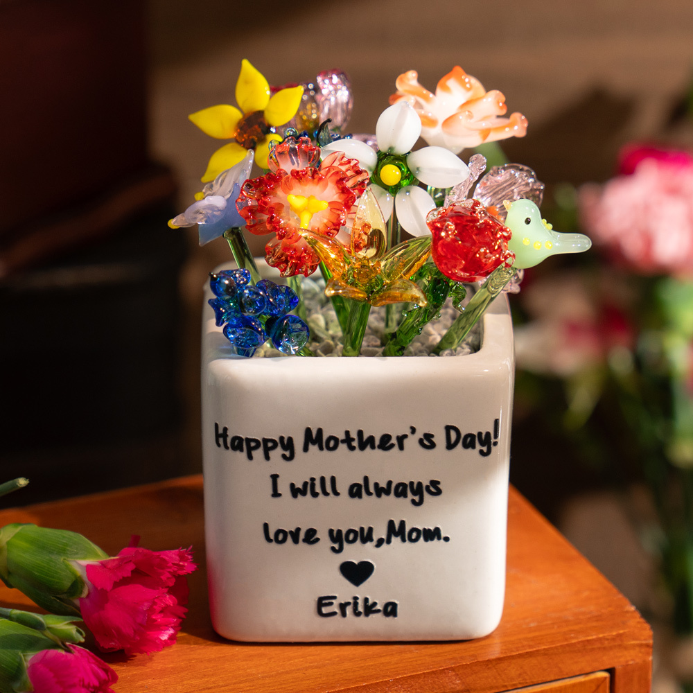 [Copy]Custom Mini Glass Birth Month Flower with Plant Pot Keepsake Gifts For Mother's Day Gift Ideas