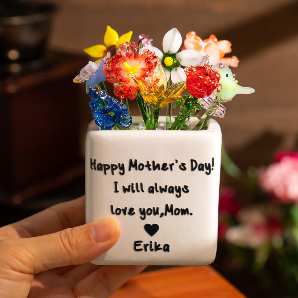 [Copy]Custom Mini Glass Birth Month Flower with Plant Pot Keepsake Gifts For Mother's Day Gift Ideas