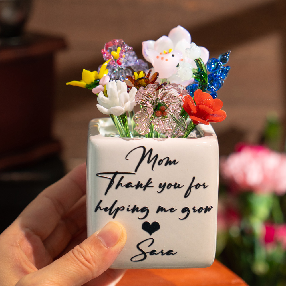 [Copy]Custom Mini Glass Birth Month Flower with Plant Pot Keepsake Gifts For Mother's Day Gift Ideas