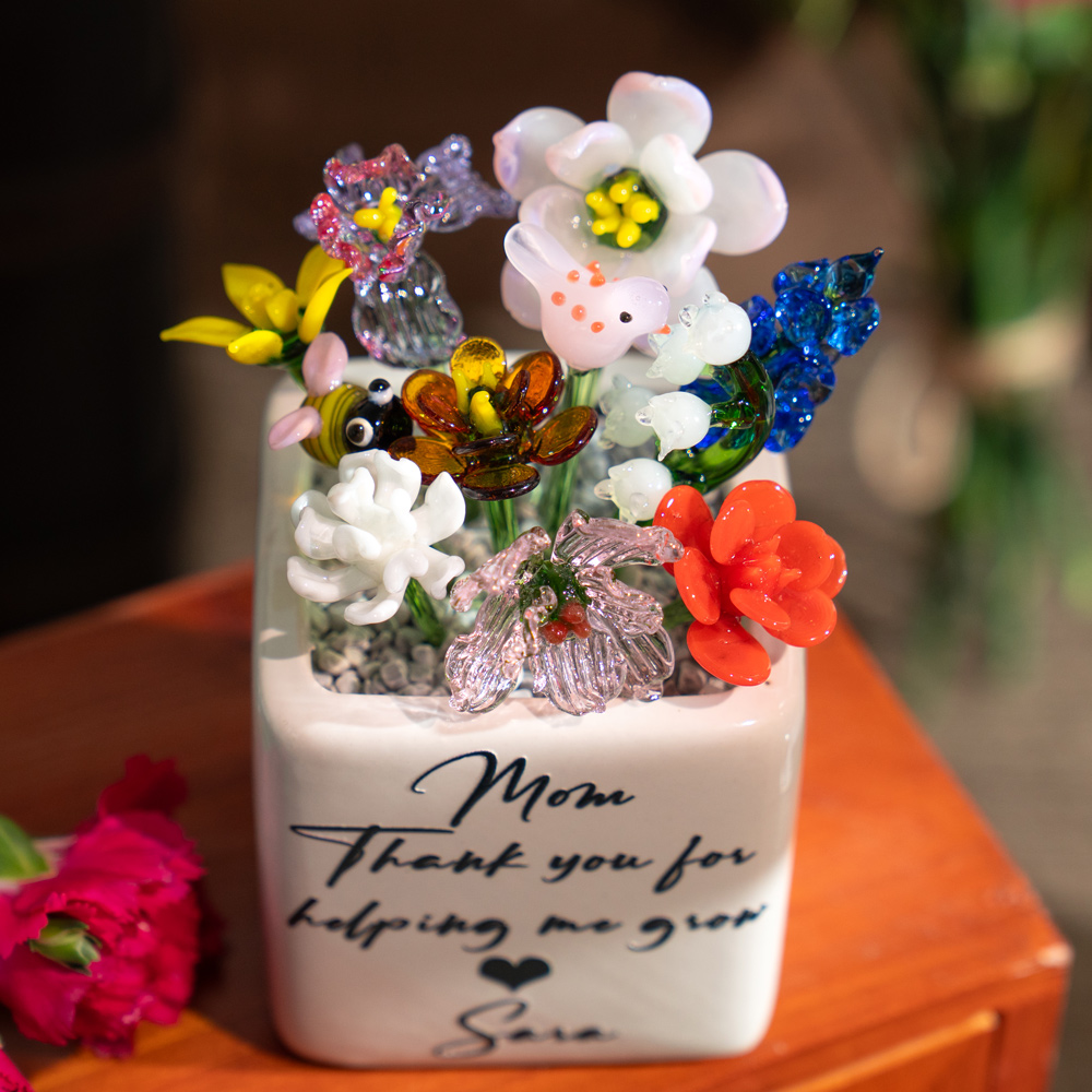 [Copy]Custom Mini Glass Birth Month Flower with Plant Pot Keepsake Gifts For Mother's Day Gift Ideas