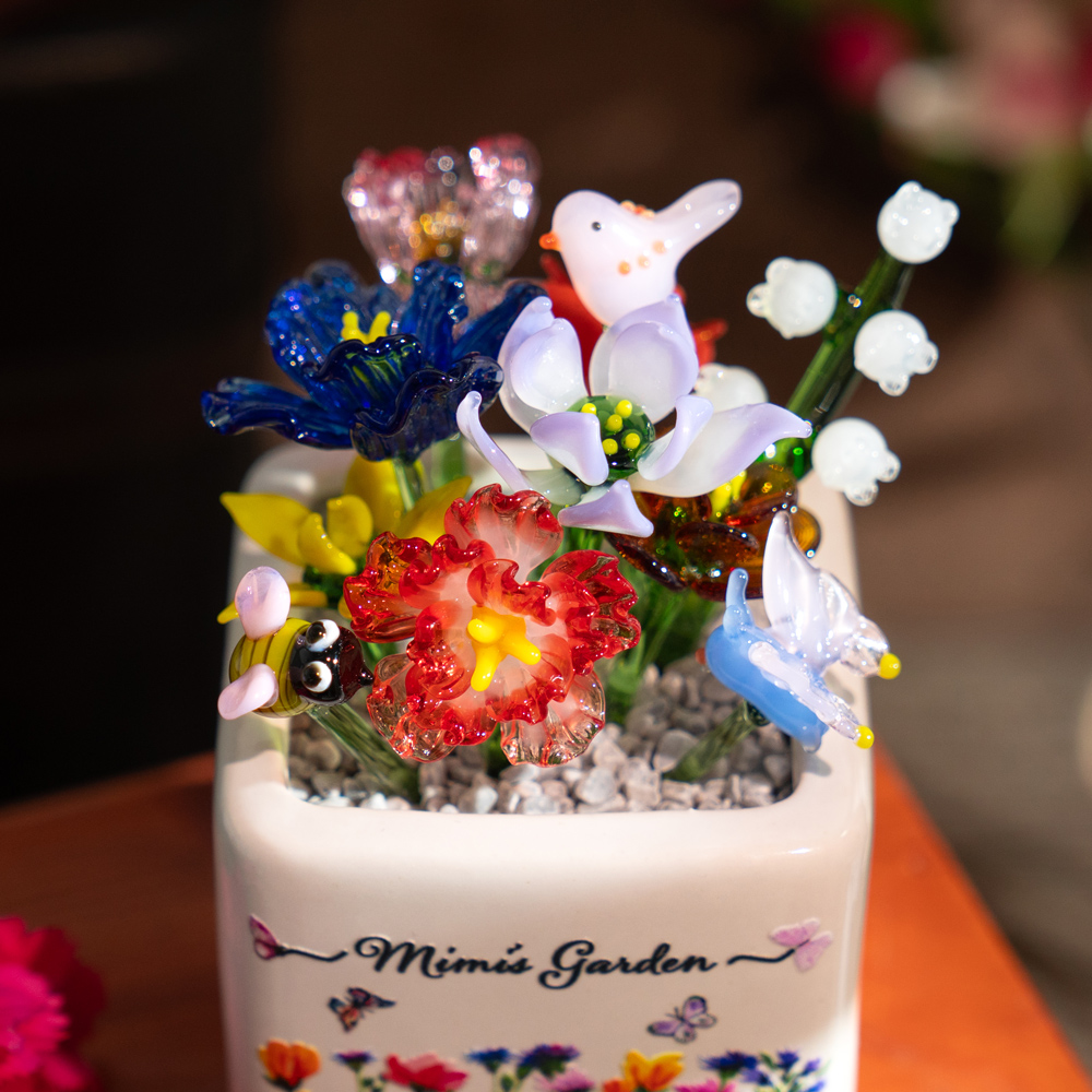 [Copy]Custom Birth Flower Pot with Mini Glass Flower Spring Decoration Mother's Day Gift