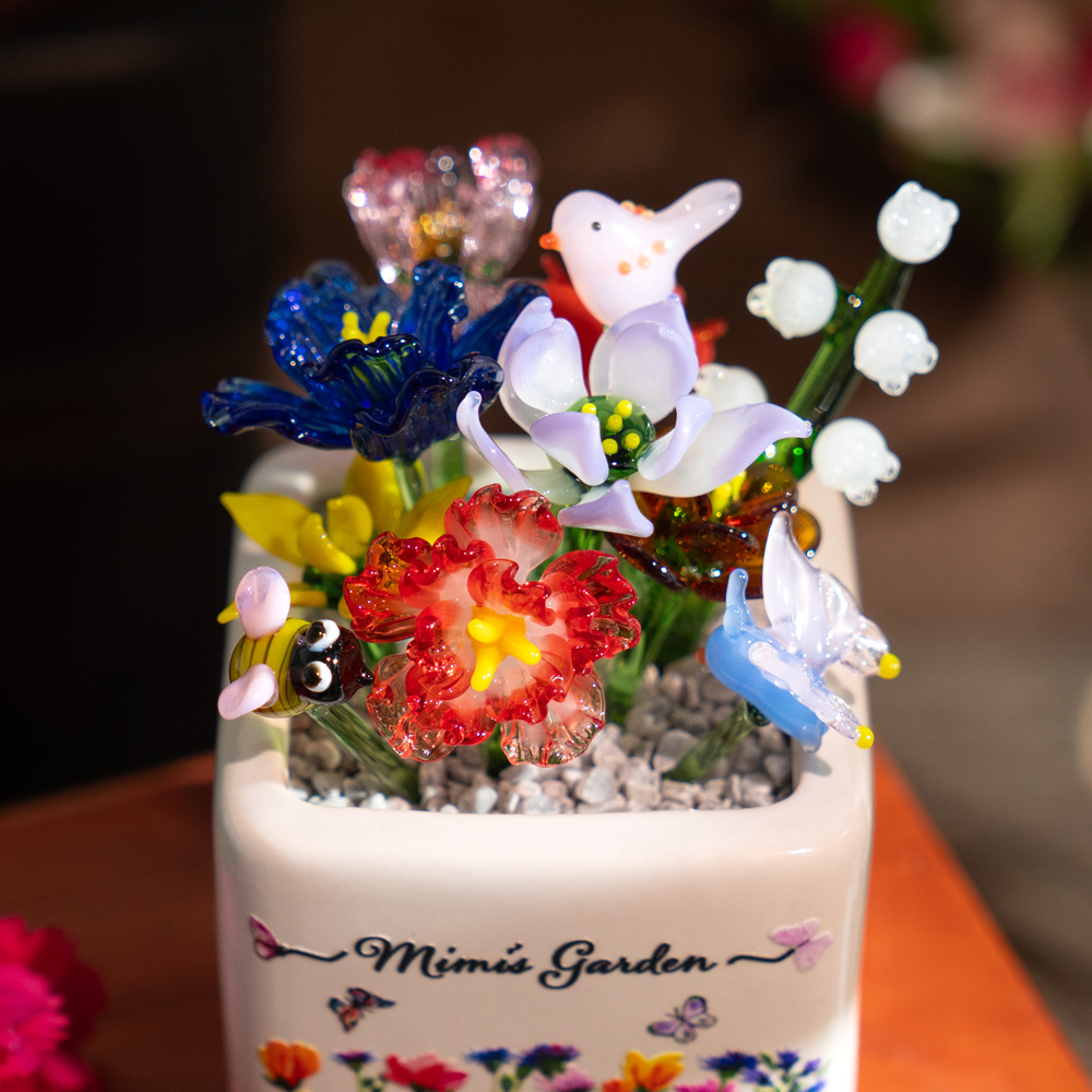 [Copy]Custom Birth Flower Pot with Mini Glass Flower Spring Decoration Mother's Day Gift