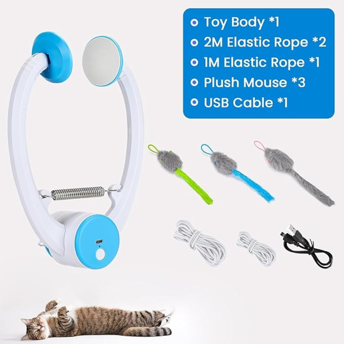 Smart USB Rechargeable Door Hanging Automatic Retractable Cat Enrichment Interactive Toys