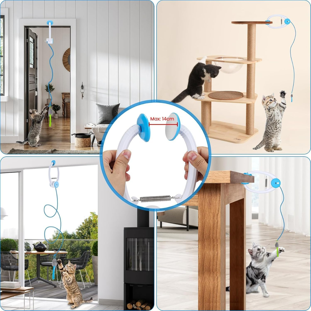 Smart USB Rechargeable Door Hanging Automatic Retractable Cat Enrichment Interactive Toys