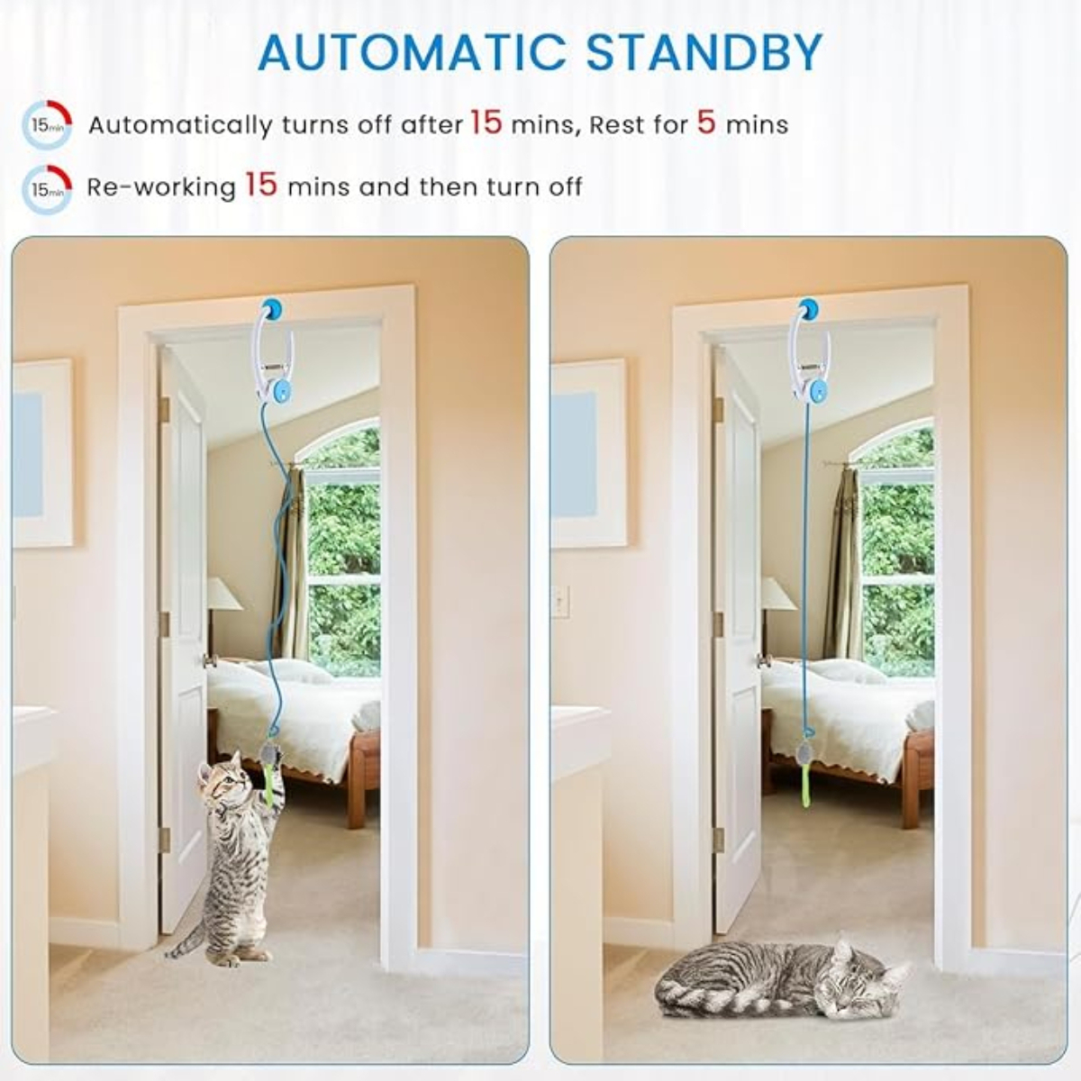 Smart USB Rechargeable Door Hanging Automatic Retractable Cat Enrichment Interactive Toys