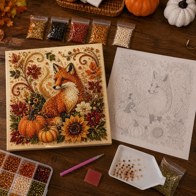 🔥 Last Day 49% OFF - 🍂💎 Autumn Pearl Painting Kit – Relaxing DIY Craft to Create Sparkling Fall Artwork 🖌️