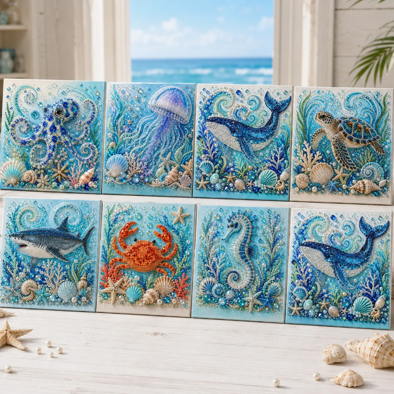 🔥 Last Day 50% OFF - 🌊✨ Ocean Theme Pearl Art DIY Kit – Relaxing DIY Craft to Create Stunning Coastal Artwork