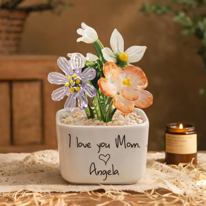Custom Mini Glass Birth Month Flower with Plant Pot Keepsake Gifts For Mother's Day Gift Ideas
