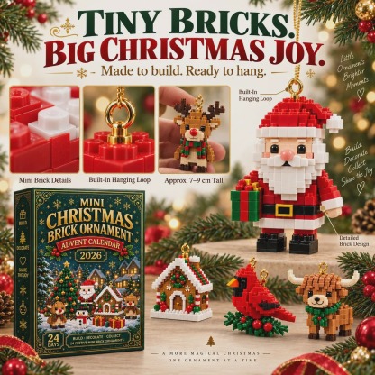 🎄24-Day Mini Christmas Ornament Advent Calendar | 24 Unique Buildable Christmas Decorations with Hanging Loops, Great for Trees & Wreaths