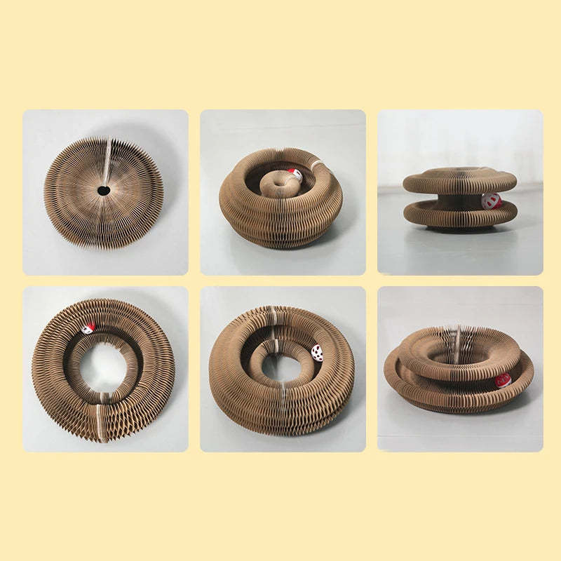 Magic Cat Scratch Organ Board Cat Toy with Ball Cat Grinding Claw Cat Climbing Frame Kitten Round Corrugated Cat Scratching Toy