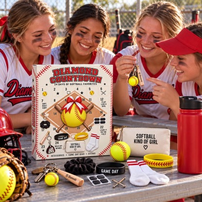 Softball Girl Advent Calendar, Unbox 24 Mini Softball Gear & Figurines, Desktop Decor For Softball Lovers