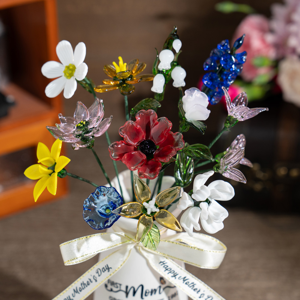 Custom Birth Flower Vase with Kid's Name & Glass Flower Keepsake Gift Mother's Day Gift