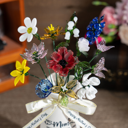 Custom Birth Flower Vase with Kid's Name & Glass Flower Keepsake Gift Mother's Day Gift